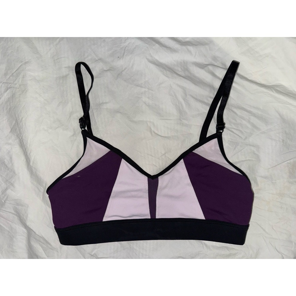 Alo yoga Trace 2 color black sports bra purple and black a strappy back band XS